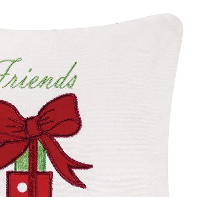 Friends Are The Best Presents Embroidered Holiday Accent Pillow