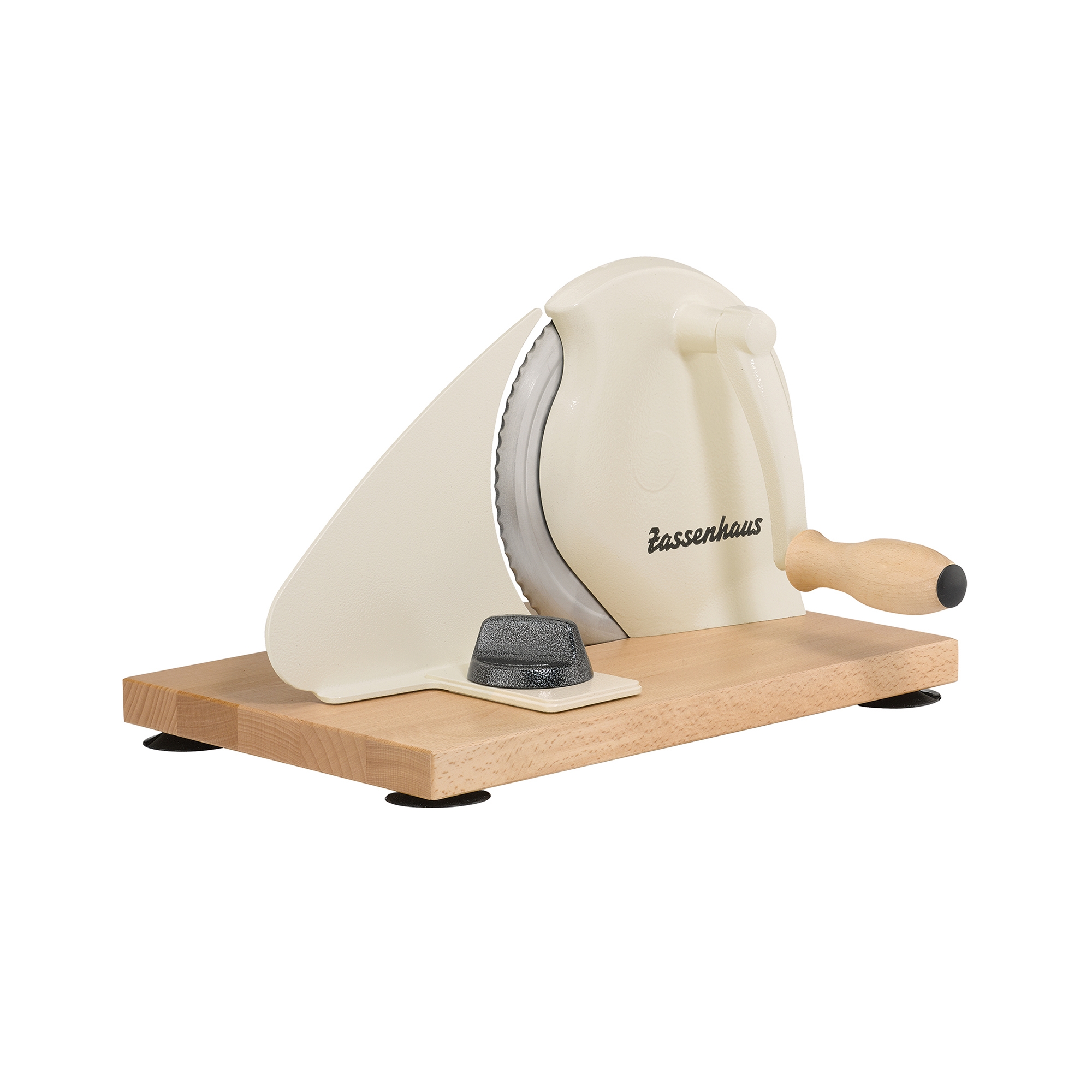 Zassenhaus Manual Bread Slicer, Hand Crank Home Bread Slicer, 11.75" x 8", Cream
