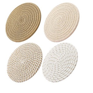 Itopfox Cotton Thread Weave Trivets for Pots and Pans - Set of 4 Large Heat Resistant Coasters and Hot Pads to Protect Countertops and Tables - 1 of 4