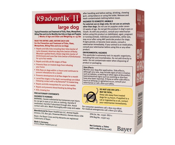 K9 Advantix II Pet Insect Treatment for Dogs - Large Dogs - 4ct