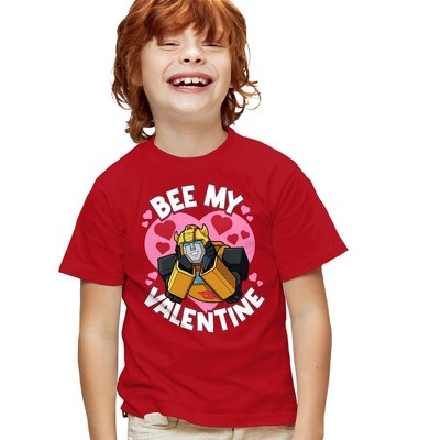 Transformers Valentine's Day Bumblebee Bee My Valentine Kids T Shirt for Youth Boys and Girls, Red