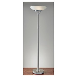 71.5" Expo Floor Lamp Silver - Adesso: ETL Listed, Metal Body, Glass Shade, 2 Sockets, Modern Design - 1 of 3