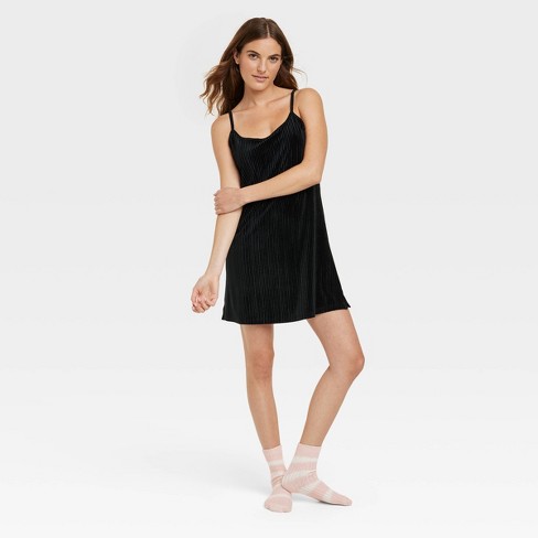 Women's Velvet Slip Dress - Colsie™ Black XS