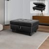 Black Faux Leather Storage Ottoman - 3 of 4