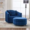 GDFStudio Adam 40.35"W Oversized Velvet Channel Tufted Swivel Chair and Storage Ottoman Sets - 2 of 4