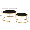 ORRD Set of 2 Nesting Coffee Tables, Modern Round Faux Leather Top with Golden Metal Base for Living Room - 2 of 4