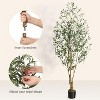 Faux Olive Tree, Fake Silk Plant for Living Room Decor, Indoor Fake Potted Tree with Green Leaves and Big Fruits - 3 of 4