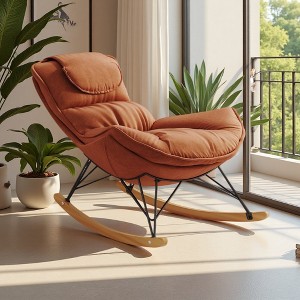 Velvet Light Luxury Single Rocking Sofa Chair with Detachable Cushion - 1 of 4