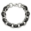 Black Bow Jewelry Men's Stainless Steel and Black Rubber Cable Chain Bracelet, 9 Inch - 3 of 4