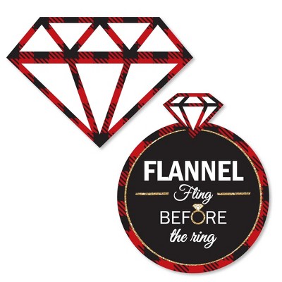 Big Dot of Happiness Flannel Fling Before the Ring - DIY Shaped Buffalo Plaid Bachelorette Party Cut-Outs - 24 Count