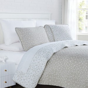 Southshore Fine Living Oversized Reversible Geometric Maze Quilt Set - 1 of 4