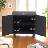 Modern 2-Door Storage Cabinet with Adjustable Shelves, Engineered Rattan Doors, Pine Wood Legs & Anti-Tip Kit for Bedroom, Living Room, Study - 4 of 4