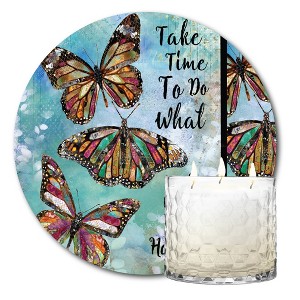 Courtside Market Take Time Butterflies 13.5 oz Soy Wax Candle with 8"x8" Artboard - 1 of 2