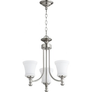 Quorum Lighting Rossington 3-Light Chandelier, Satin Nickel, 18 Width, 19 Height, Clear/Seeded Glass - 1 of 1
