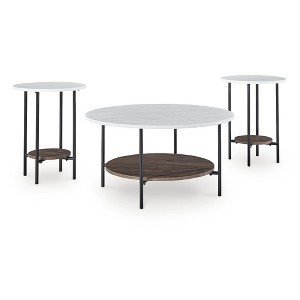 Signature Design by Ashley Wrenwich 3-Piece Coffee Table Set with End Tables - Brown/Black/White Finish - 1 of 4