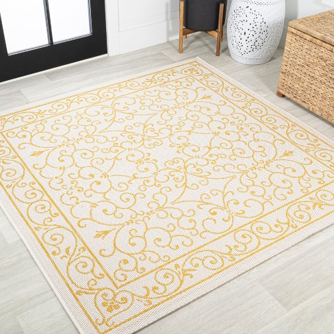 3'x5' Madrid Vintage Filigree Textured Weave Indoor/Outdoor Area Rug, Beige/Brown - Jonathan Y