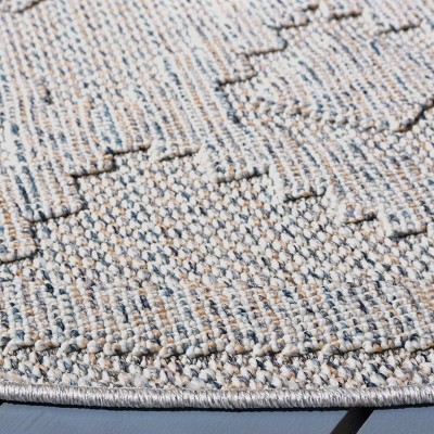 Boho Chic Global Grey & Beige Round Indoor/Outdoor Rug