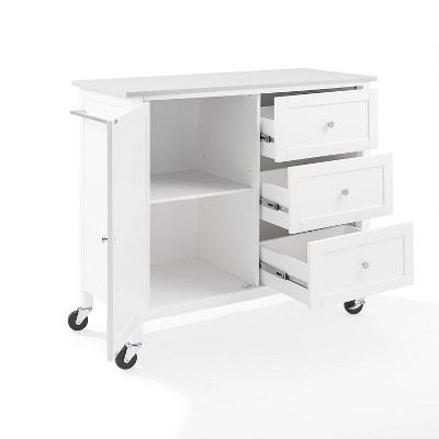 Soren 44" White Stone Top Kitchen Island Cart