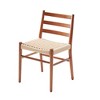 MAYEERTY Set of 2 Walnut Wood Rattan Dining Chairs, Comfortable Woven Seat, Fully Assembled - 3 of 4