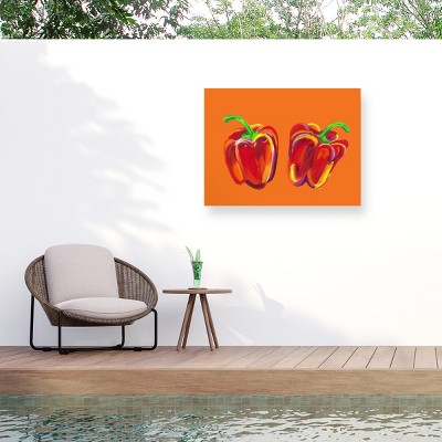 Trademark Fine Art - Alice Straker  Peppers On Orange Matted Framed Art