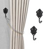Unique Bargains Curtain Holdbacks Fan Hooks Zinc Alloy 3.86"x1.97" 1 Pair - 2 of 4