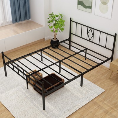 MAYEERTY 14"H Full Size Bed Frames Metal Platform Bed with Headboard No Box Spring Needed£¬Under Bed Storage, Black