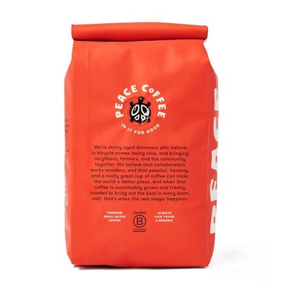 Peace Coffee Dark Roast Tree Hugger Whole Bean Coffee - 12oz