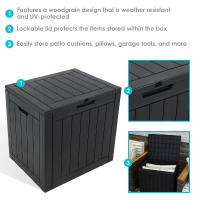 Phantom Gray Lockable Resin Deck Box with Faux Wood Design