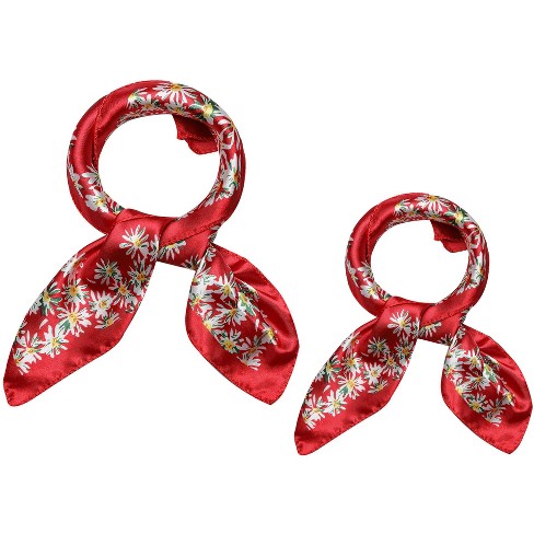 Allegra K Women's Satin Floral Polka Dots Neck Scarf 2Pcs - image 1 of 4