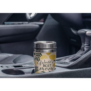 Elanze Designs World's Best MOM Lemons Yellow 17 Ounce Stainless Steel Travel Tumbler - 1 of 2