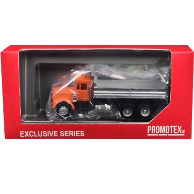 Peterbilt Dump Truck with Orange Cab 1/87 (HO) Plastic Model Car by Promotex