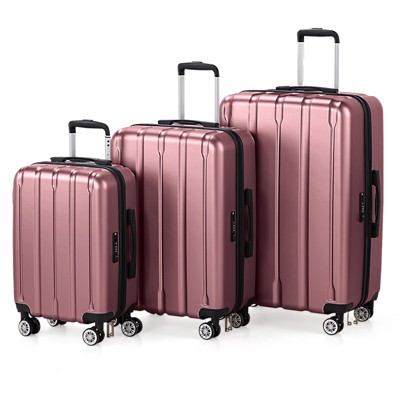KTMBDW Luggage Set of 3 Hardside Suitcase Sets with TSA Lock, 4 Spinner Wheels, ABS Lightweight Trolley Travel Case for Business Trip,Smoky (20/24/28)