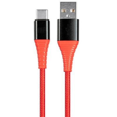 Monoprice USB 2.0 Type C to Type A Charge & Sync Cable - 1.5 Feet - Red | Nylon-Braid, Durable, Kevlar-Reinforced - AtlasFlex Series
