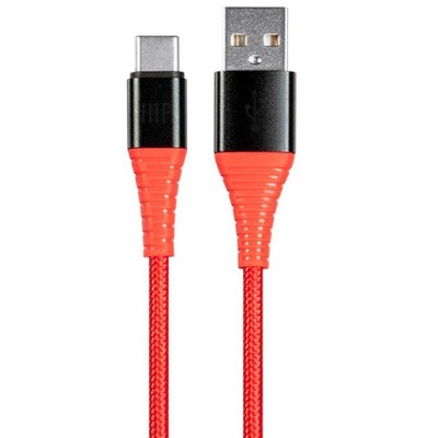 Monoprice Nylon Braided USB C to USB A 2.0 Cable - 6 Feet - Red | Type C, Durable, Fast Charge for Samsung Galaxy S10/ Note 8, LG V20 and - AtlasFlex