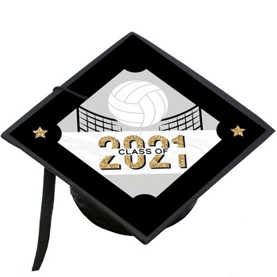 Big Dot of Happiness Grad Volleyball - 2021 Graduation Cap Decorations Kit - Grad Cap Cover