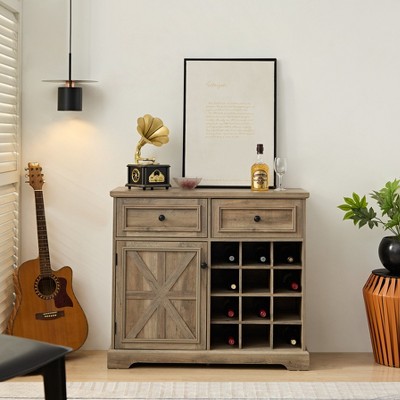 HDZNVF Farmhouse Storage Cabinets with 2 Drawers with Removable Storage Shelves, Gray Wash