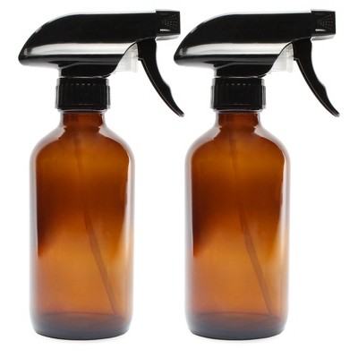 Cornucopia Brands- 8oz Amber Glass Spray Bottles with Black Heavy Duty  Sprayers 2pk