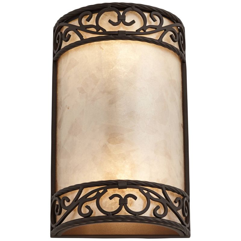 John Timberland Natural Mica Rustic Wall Light Sconce Walnut Brown Metal Scroll 7 3/4" Fixture for Bedroom Bathroom Vanity Reading Living Room House, 1 of 9