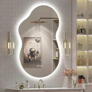 Apmir Super Bright 192 LEDs/m LED Lighted Anti-Fog Tempered Glass Irregular Bathroom/Vanity Mirror with ETL & 3-Year Warranty - 1 of 4