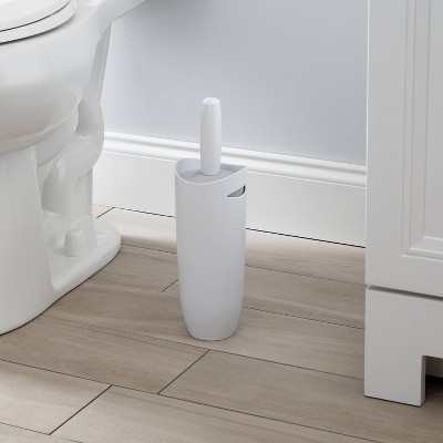 White Plastic Contour Toilet Brush and Holder