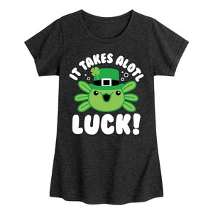 Girls' - Instant Message - St. Patrick's Day It Takes Alotl Luck Fitted Short Sleeve Graphic T-Shirt - 1 of 4