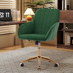 NicBex Adjustable Ergonomic Office Chair with Golden Base, Luxury Home Office Desk Chair with S-Shaped Backrest, Computer Swivel Chair, Vanity Chair - 1 of 4