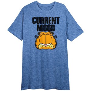 Garfield Current Mood Women's Blue Heather Crew Neck Short Sleeve Night Shirt - 1 of 2