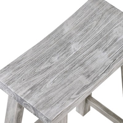 24" Gray Wood Saddle Counter Height Barstool