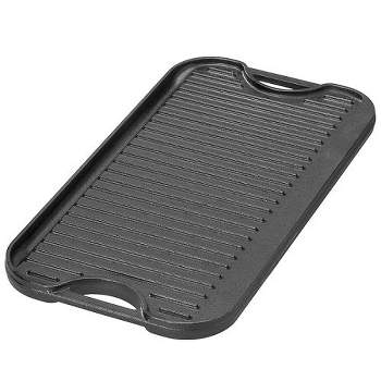 NutriChef Reversible Plate-PFOA & PFOS Free Oven Safe Flat Cast Iron  Skillet Griddle Grilling Pan w/Scraper for Electric Stovetop, Ceramic  NCCIRG64
