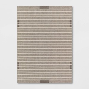 5'3"x7' Uniform Stripe Outdoor Rug Cream - Threshold™ - 1 of 4
