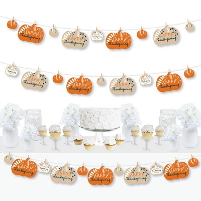 Big Dot of Happiness Happy Thanksgiving - Fall Harvest Party DIY Decorations - Clothespin Garland Banner - 44 Pieces