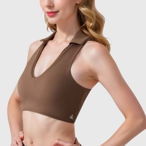 Anna-Kaci Active Women's Collared V-Neck Athletic Crop Top - 1 of 4
