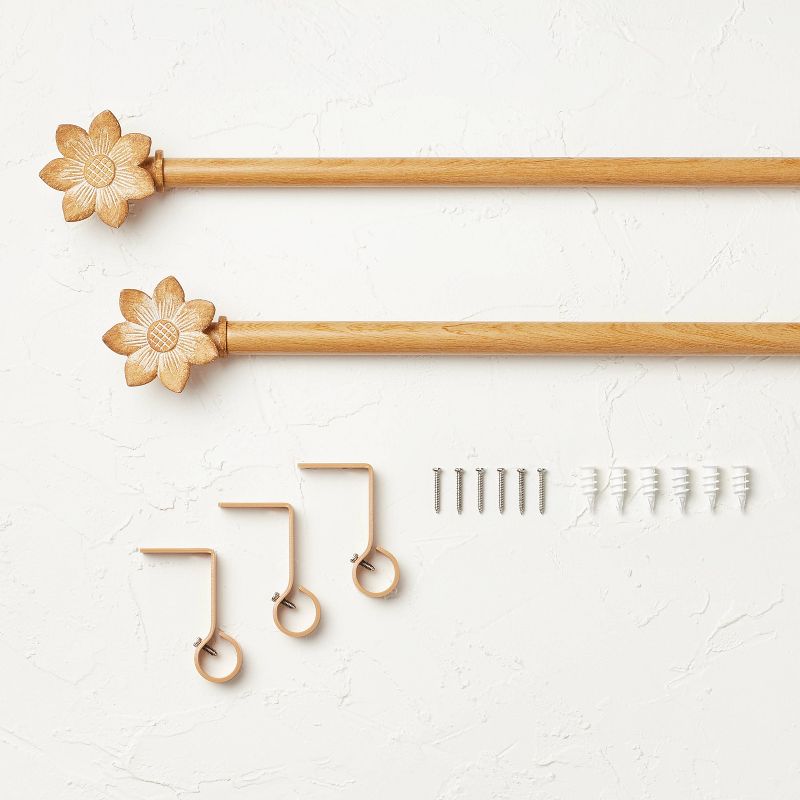 Flower Faux Wood Curtain Rod Natural Wood - Opalhouse™ designed with Jungalow™, 5 of 8