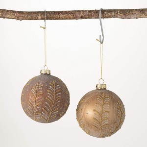 4"H Sullivans Glitter Leaf Ornament - Set of 2  Multicolored Christmas Ornaments - 1 of 2